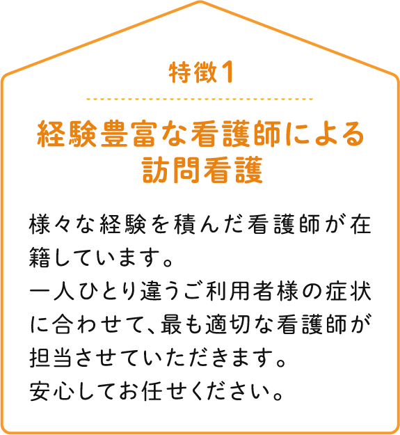 特徴１　経験豊富な訪問看護師による訪問看護